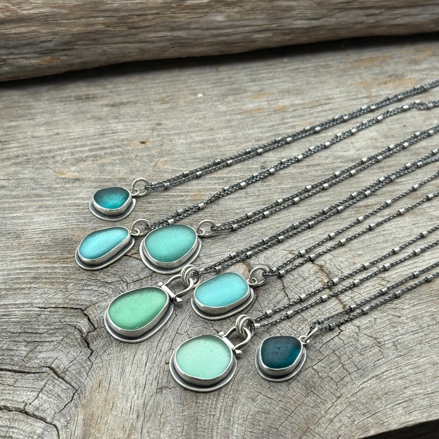 Colors of the Sea Teal Sea Glass Pendants