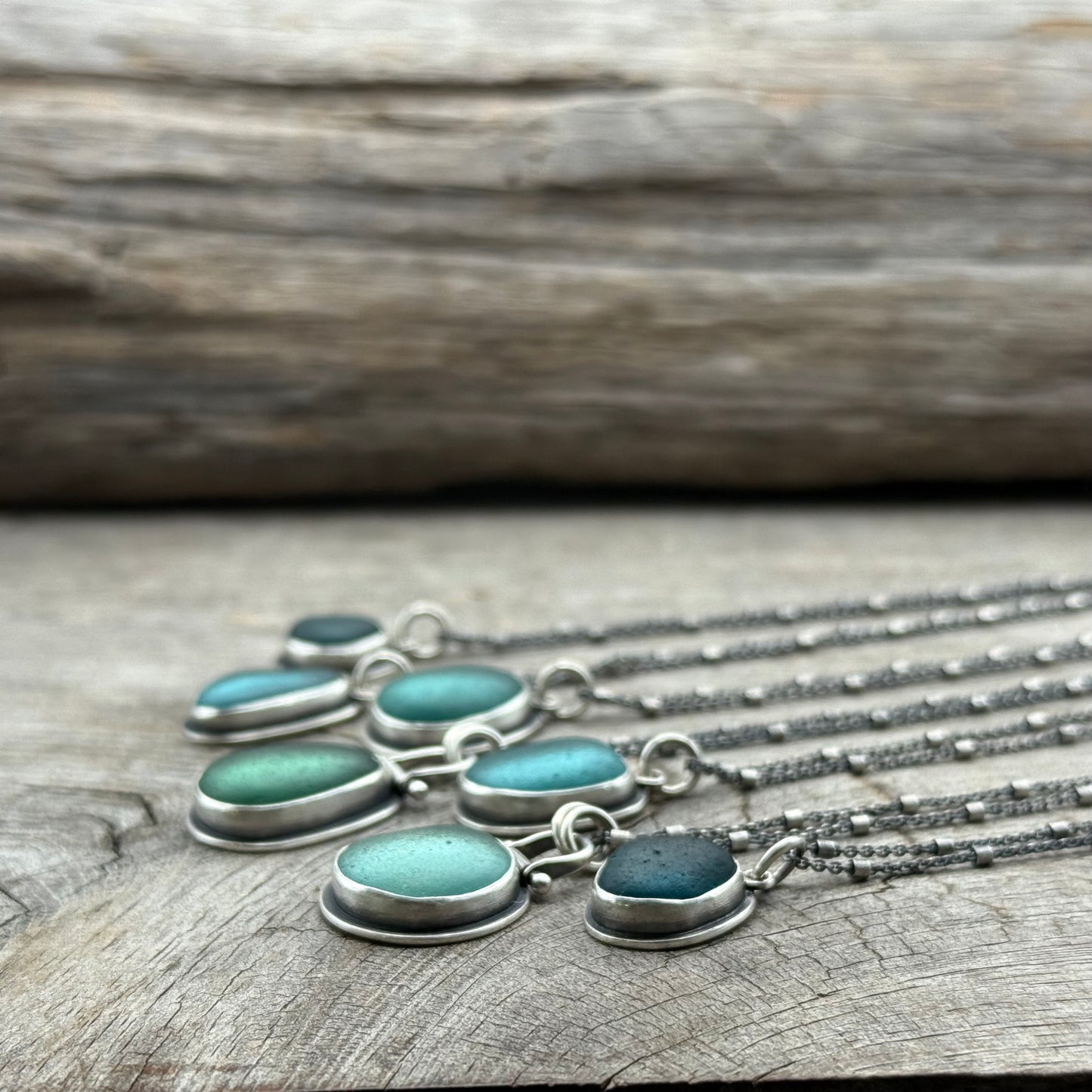Colors of the Sea Teal Sea Glass Pendants