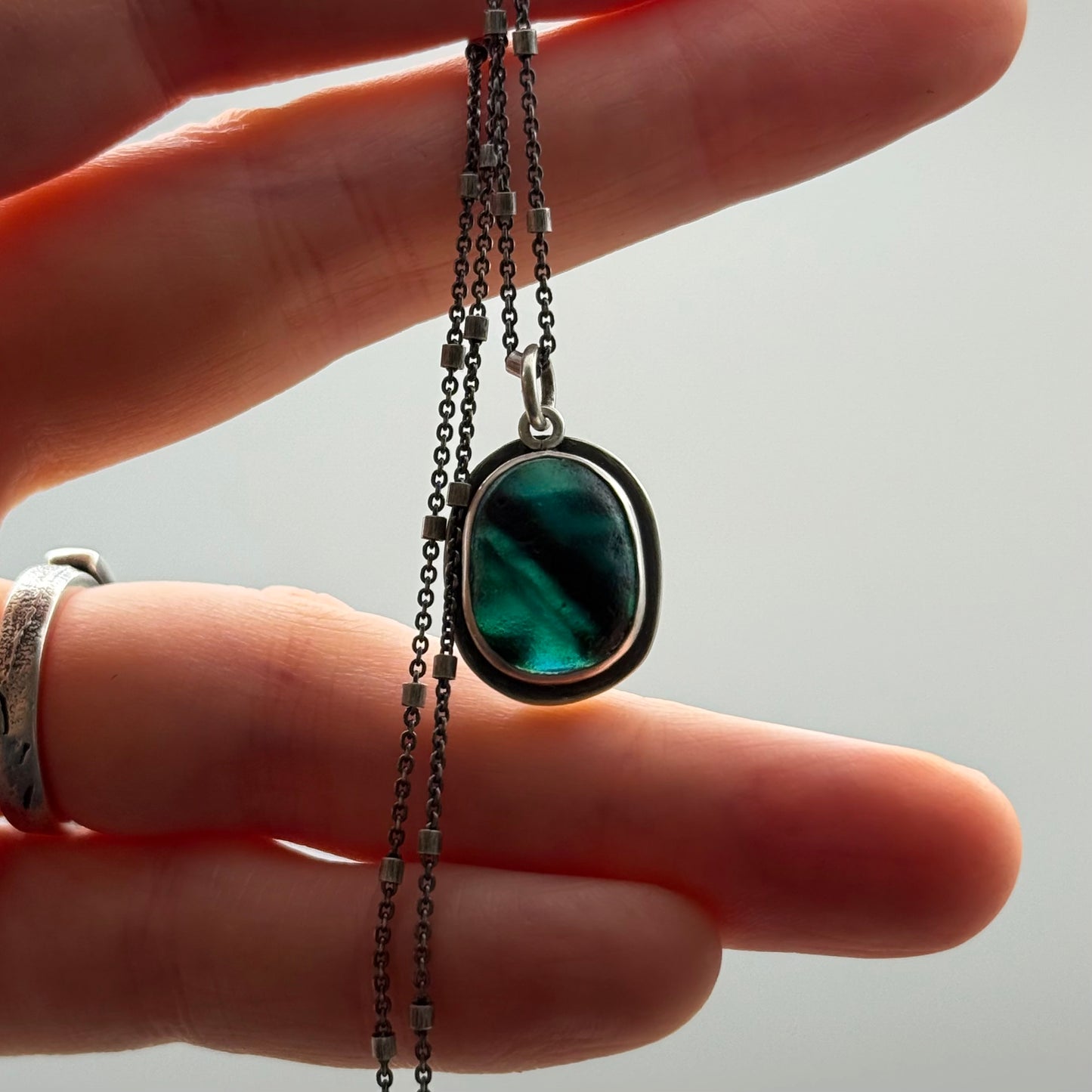 Multi-colored genuine sea glass pendants