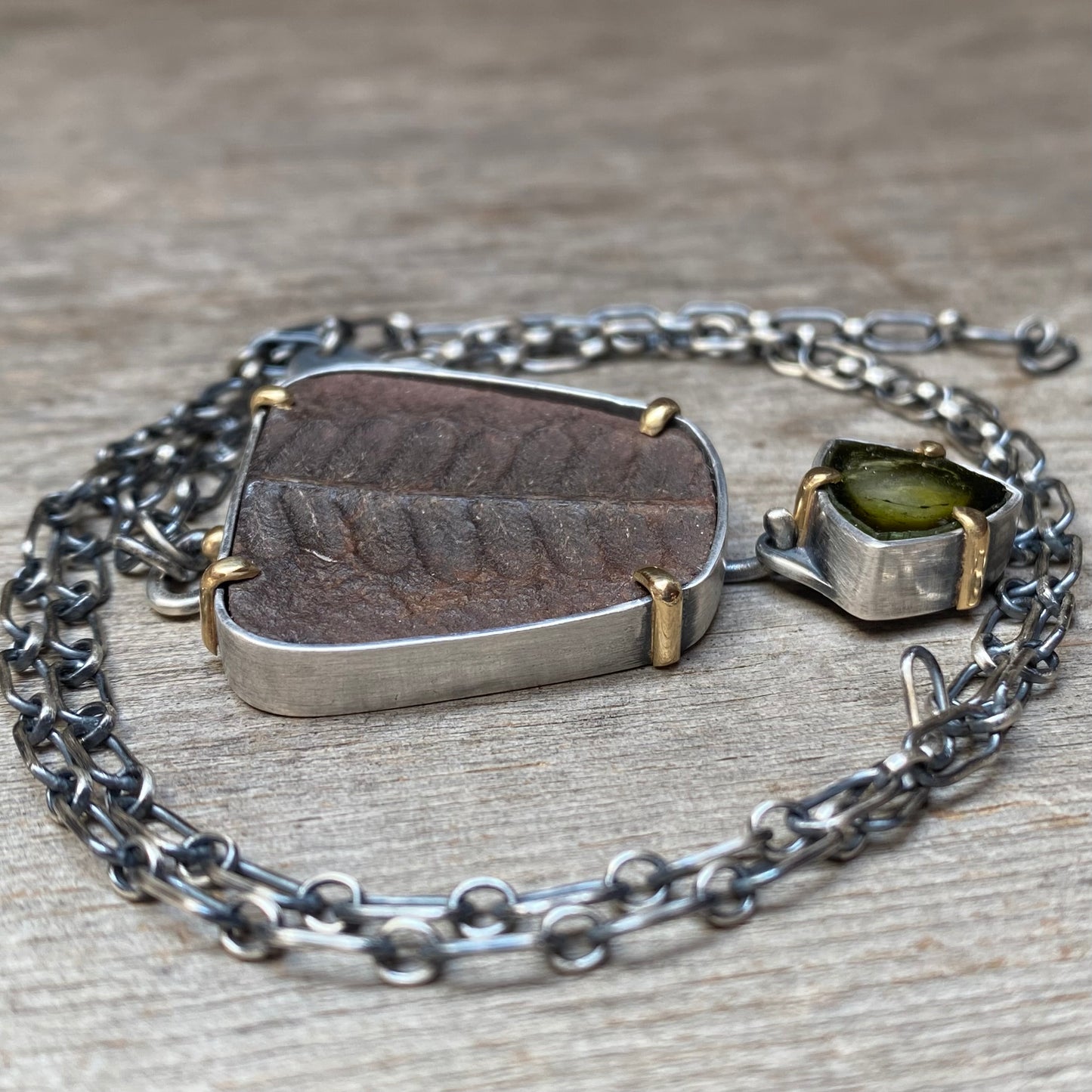 Fern Fossil and Tourmaline Forest Light Pendant