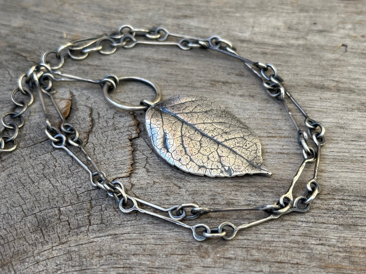 Oregon Coast Salal Leaf Pendant with Handmade Chain