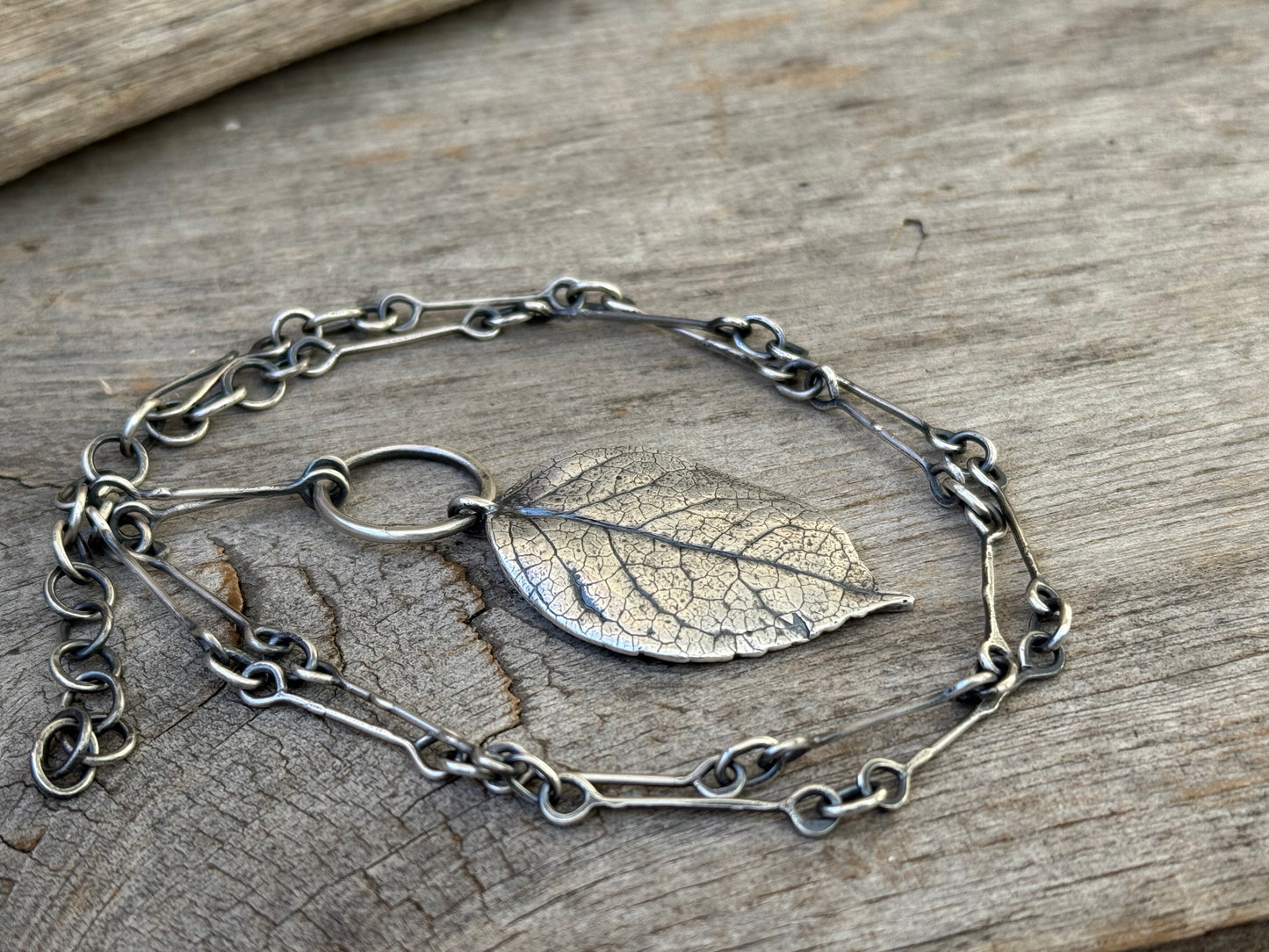 Oregon Coast Salal Leaf Pendant with Handmade Chain