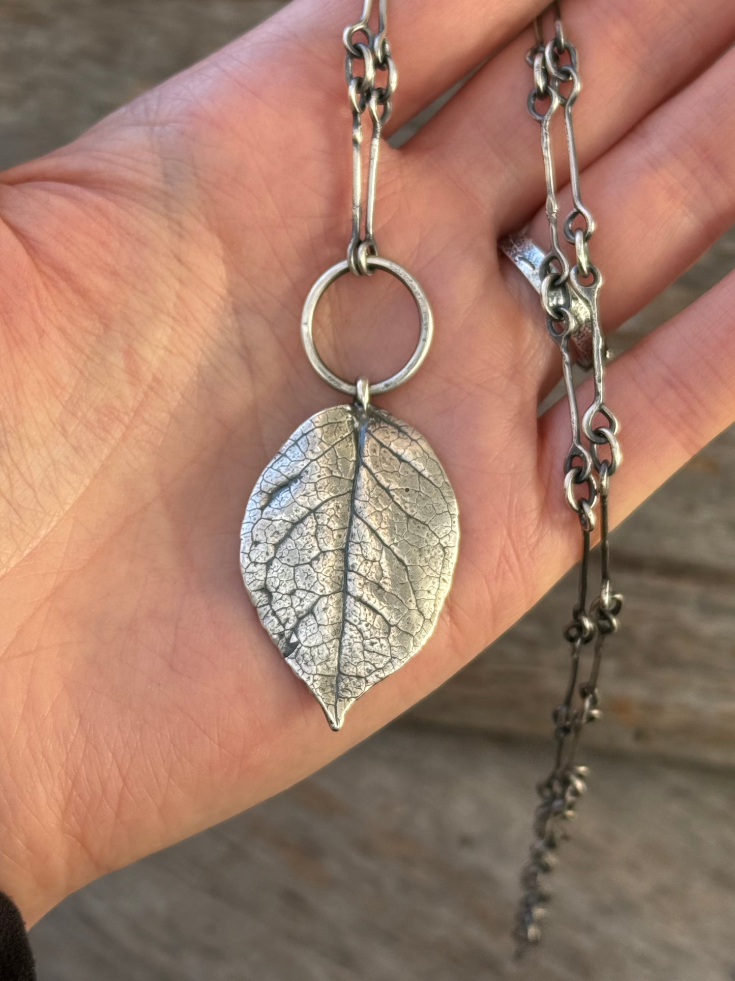 Oregon Coast Salal Leaf Pendant with Handmade Chain