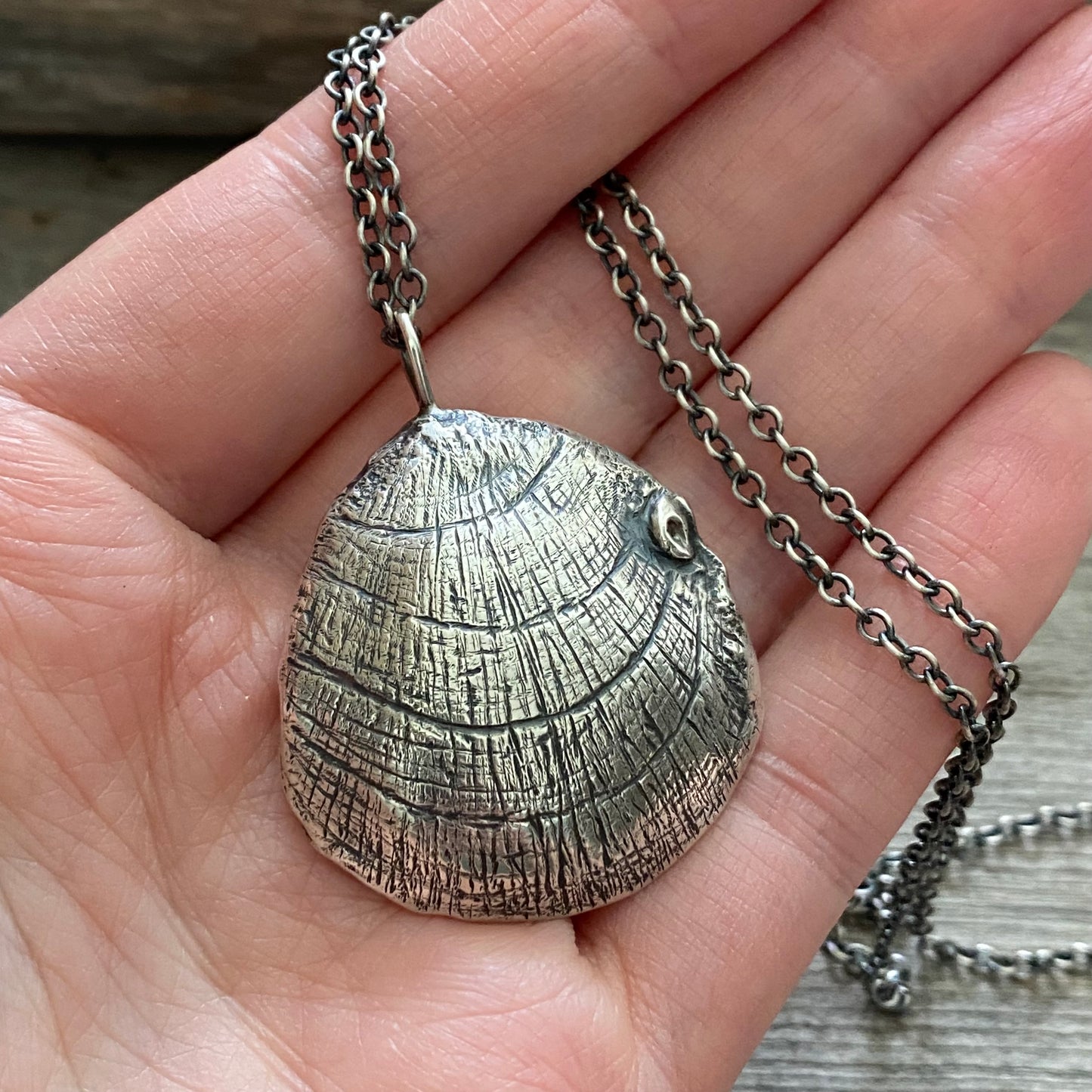 Hand Forged Oregon Coast Shell Pendant #2