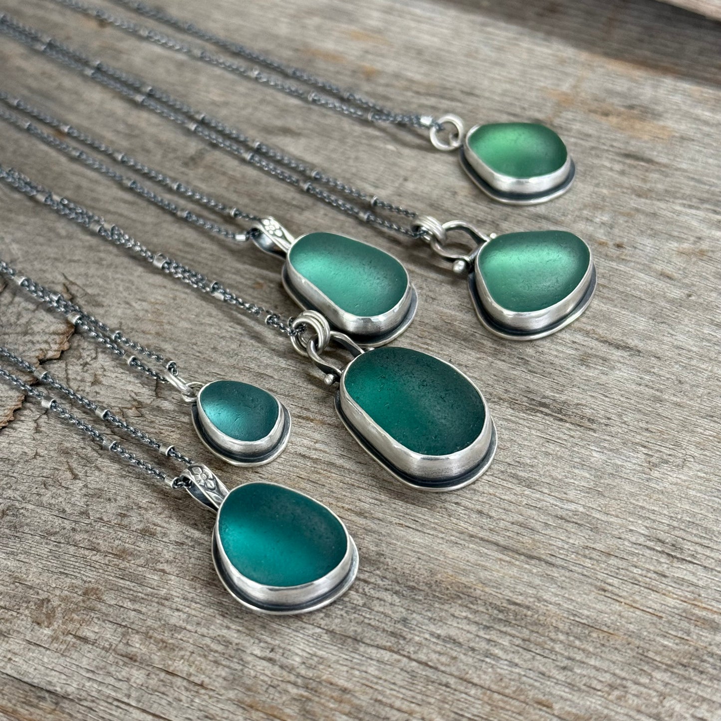 Colors of the Sea Teal Sea Glass Pendants