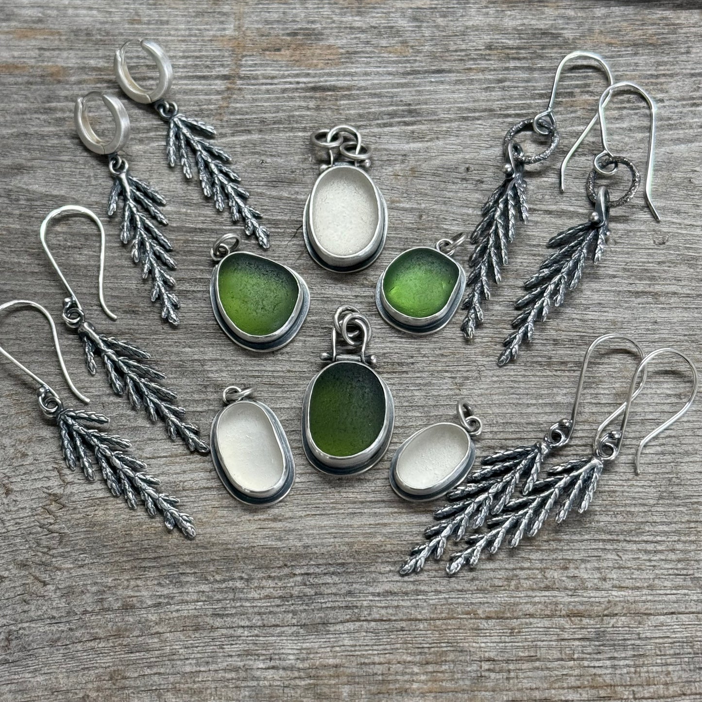 Colors of the Forest Green Sea Glass Pendants