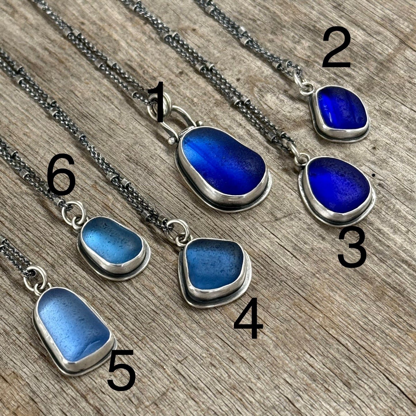 Colors of the sea blue sea glass pendants