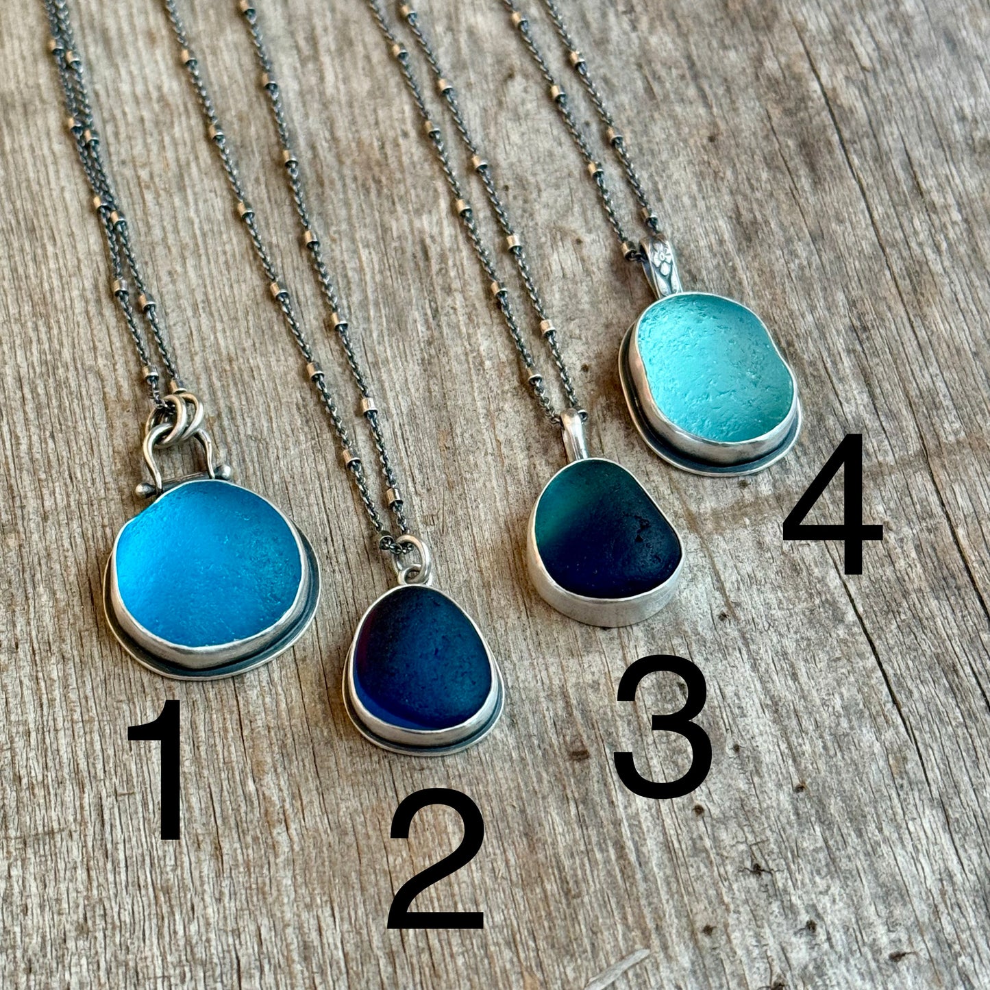 Colors of the Sea Blue and Aqua Sea Glass Pendants