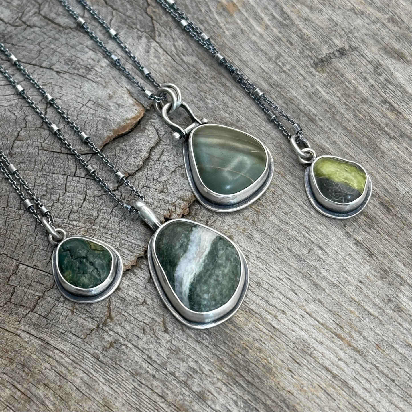 Colors of the Forest Green Beach Stone Pendants