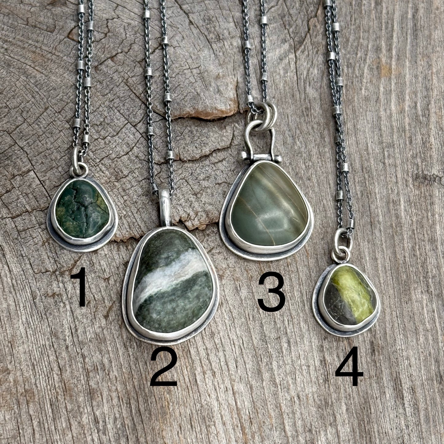 Colors of the Forest Green Beach Stone Pendants