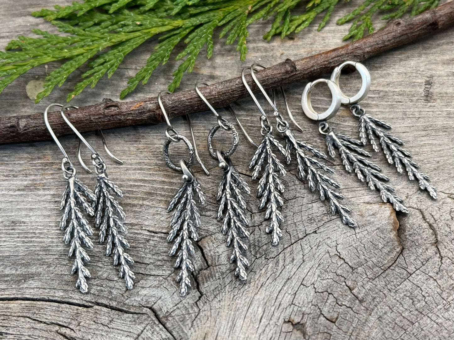 PRE-ORDER Cedar Leaf Sterling Silver Dangles