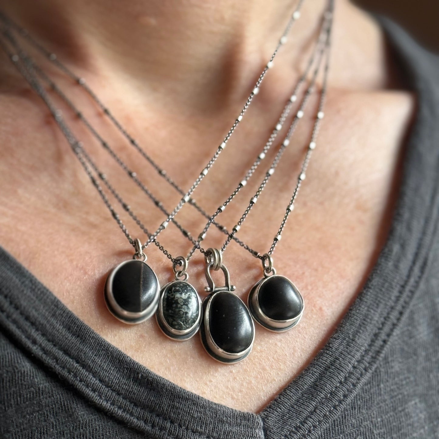 Basalt Beach Stone Pendants