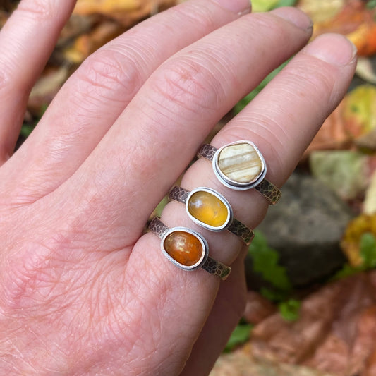 Oregon Ocean tumbled autumn agate rings