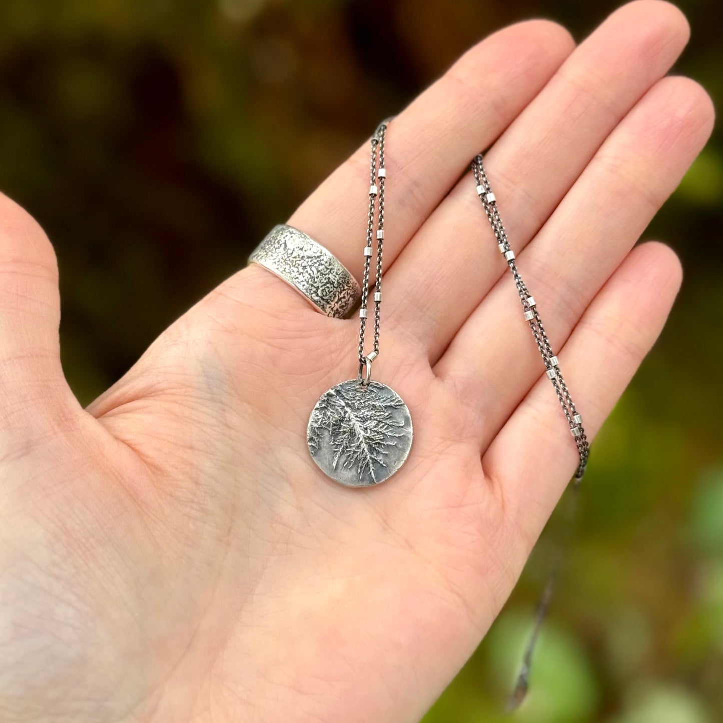 Oregon Coast Glittering Wood Moss Pendant