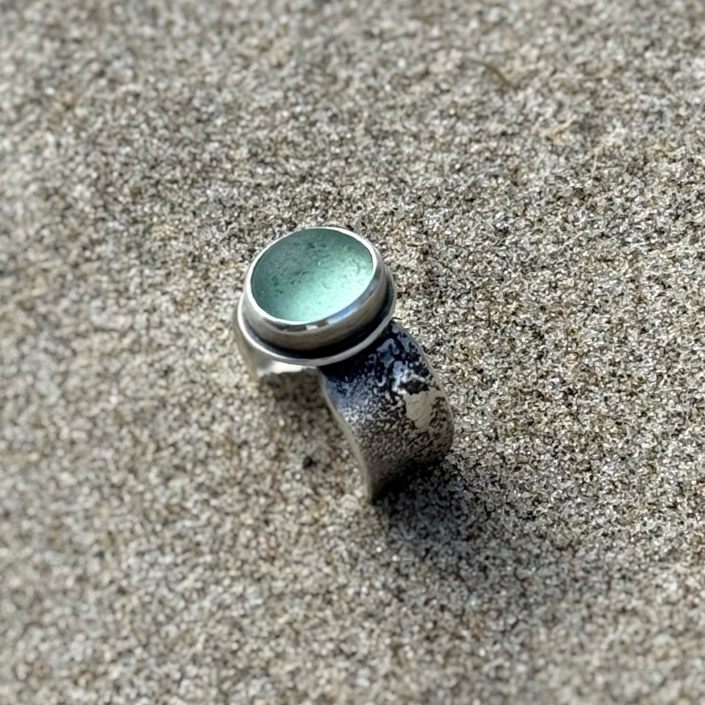 Glimmering Shore Silver and Sea Glass Ring (made-to-size)