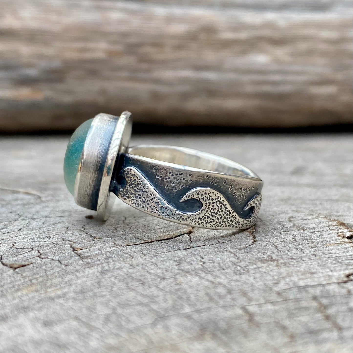 Changing Tides Genuine Sea Glass Ring (Thin Band Design)