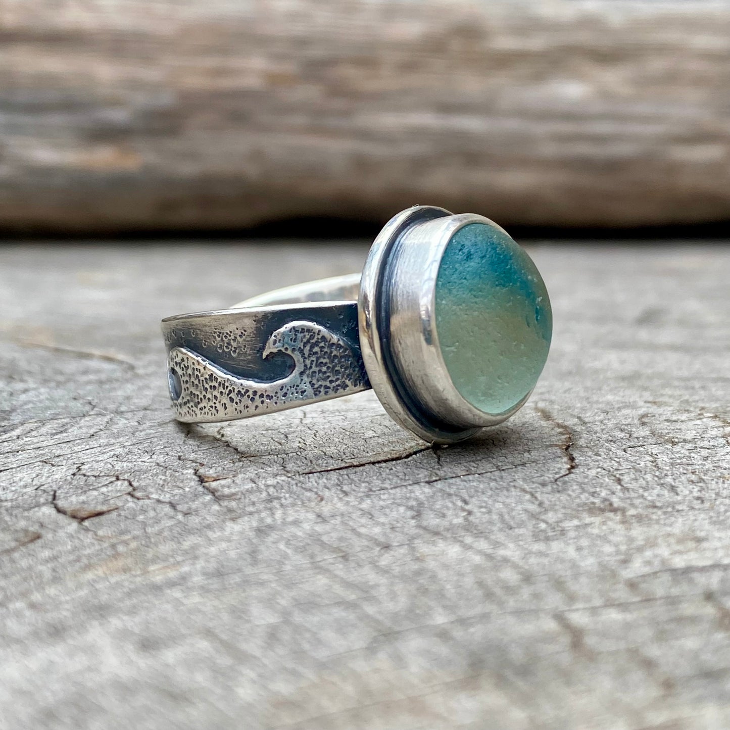 Changing Tides Genuine Sea Glass Ring (Thin Band Design)