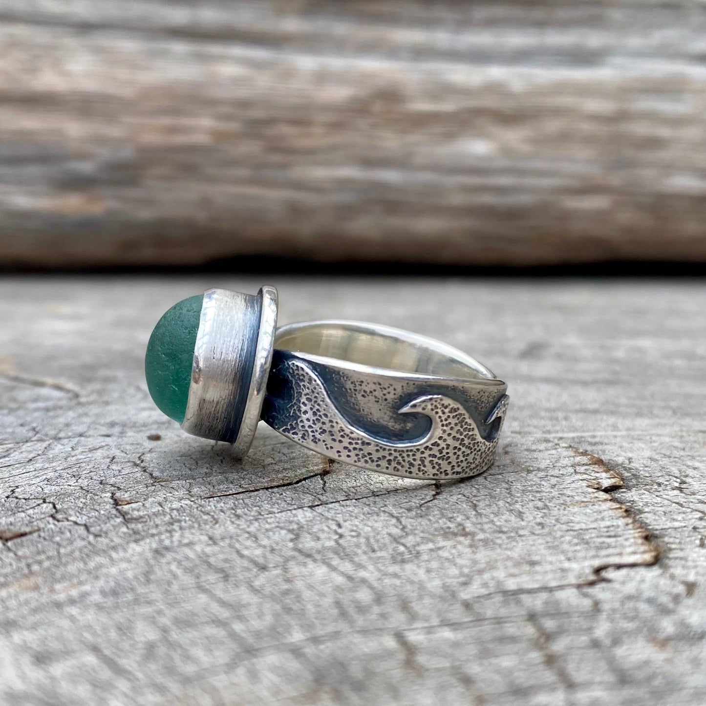 Changing Tides Genuine Sea Glass Ring (Thin Band Design)