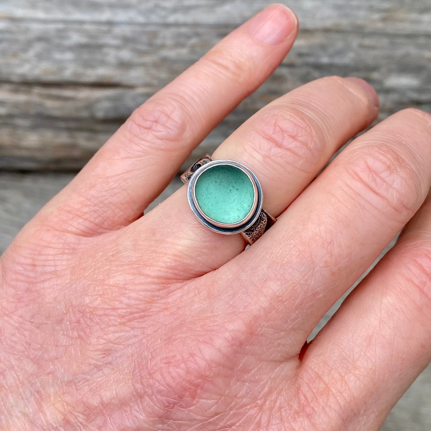 Changing Tides Genuine Sea Glass Ring (Thin Band Design)