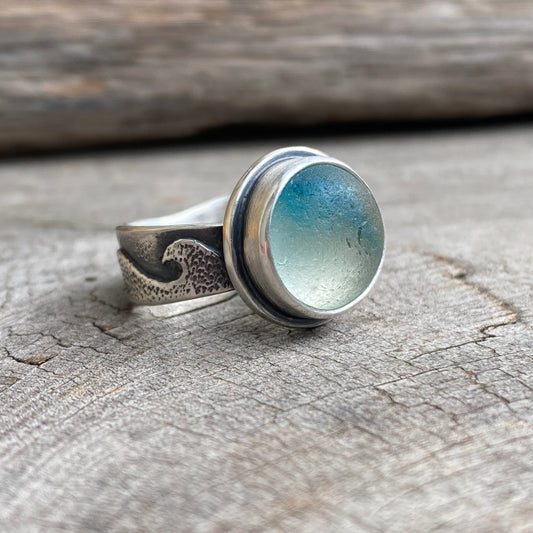 Changing Tides Genuine Sea Glass Ring (Thin Band Design)