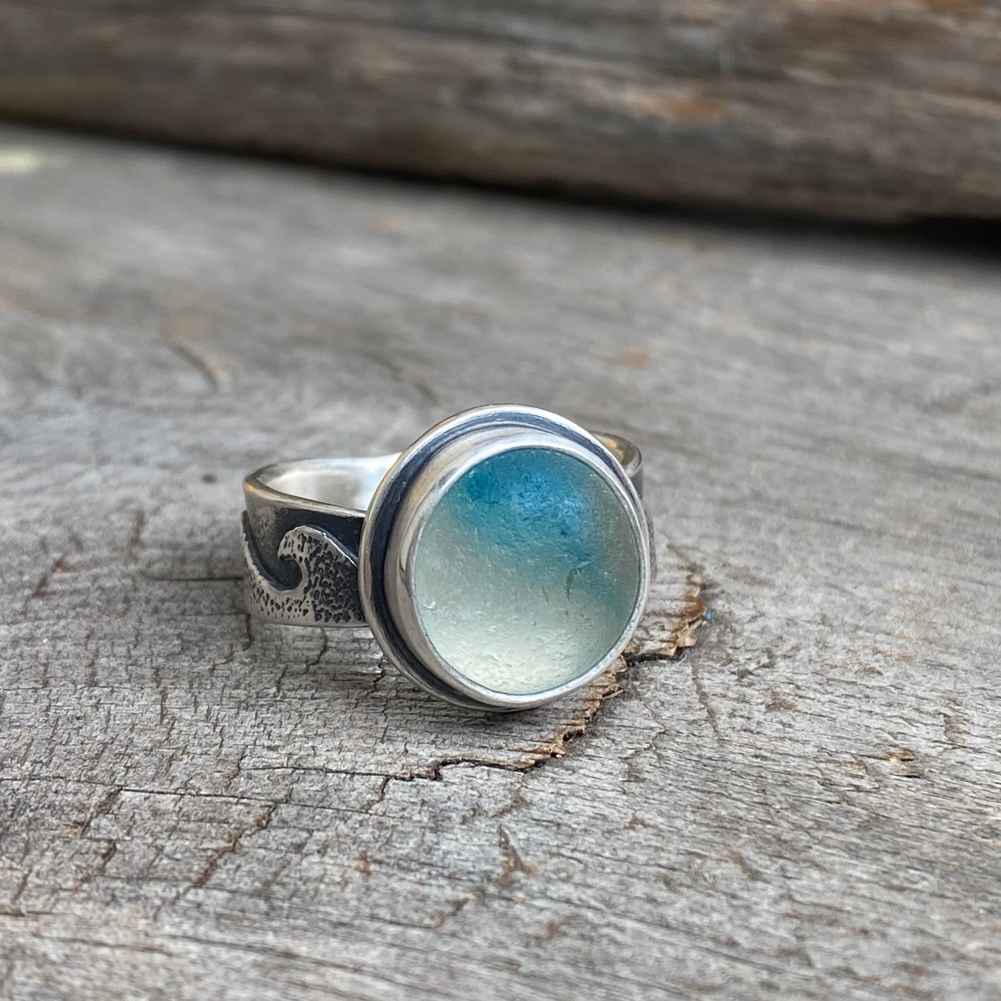 Changing Tides Genuine Sea Glass Ring (Thin Band Design)