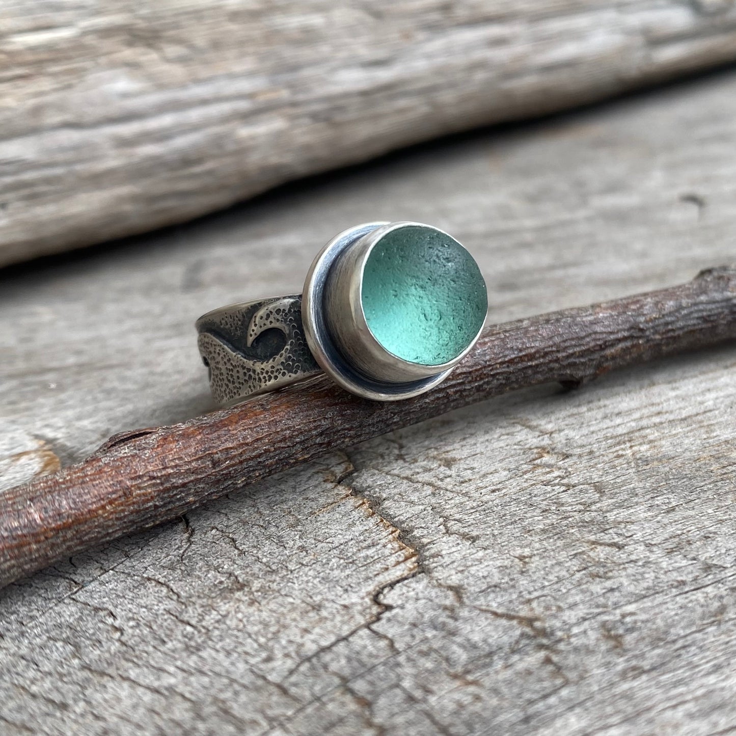 Changing Tides Genuine Sea Glass Ring (Thin Band Design)