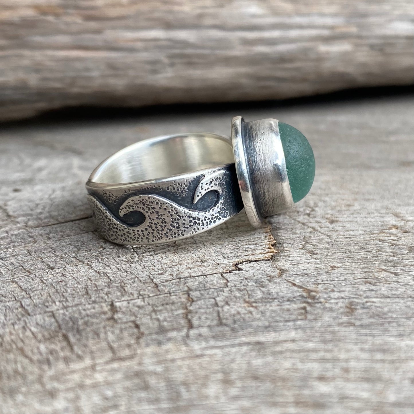 Changing Tides Genuine Sea Glass Ring (Thin Band Design)