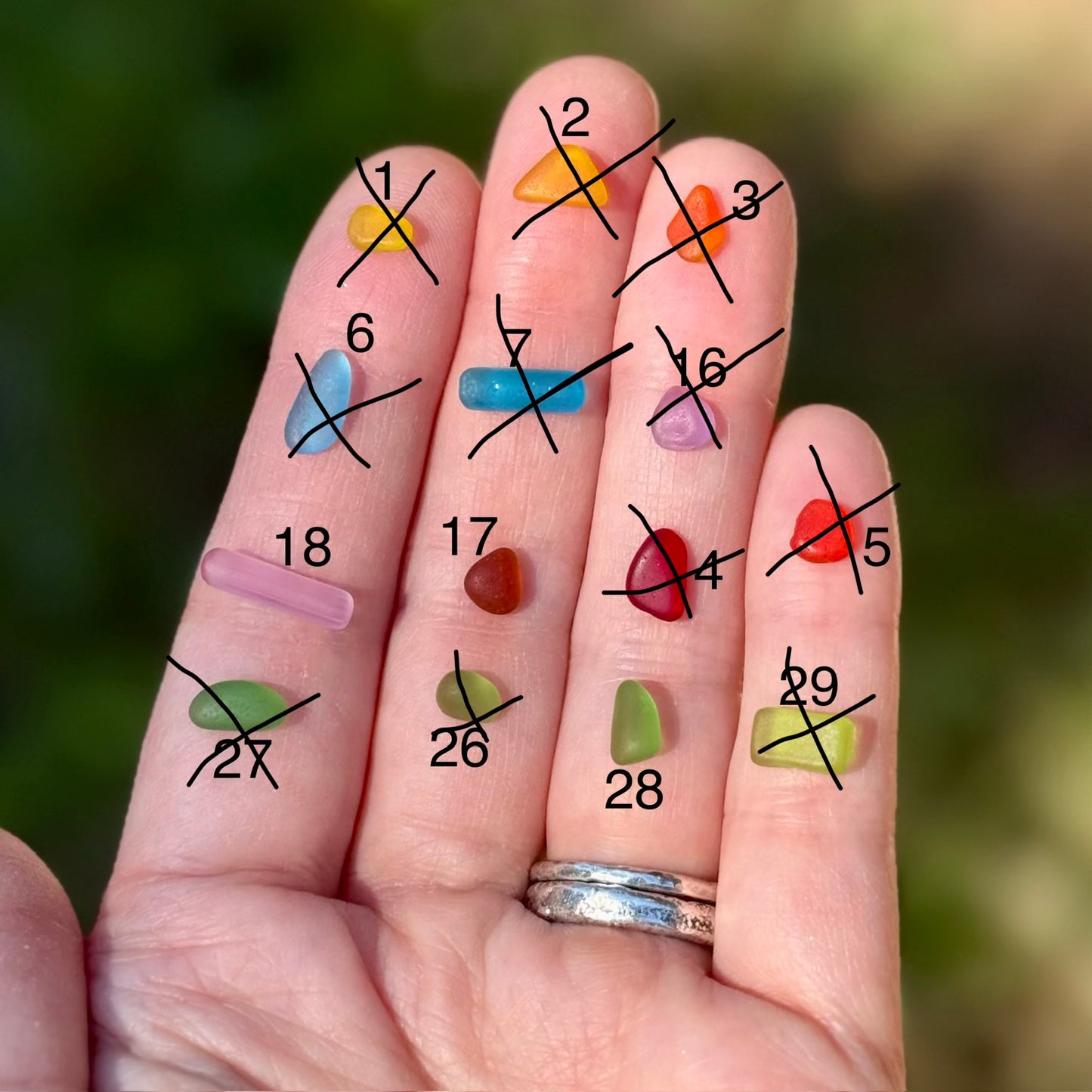 Shore-bound Tiny Sea Glass Rings