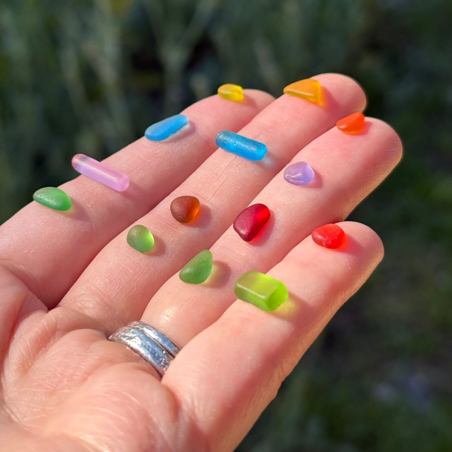 Shore-bound Tiny Sea Glass Rings