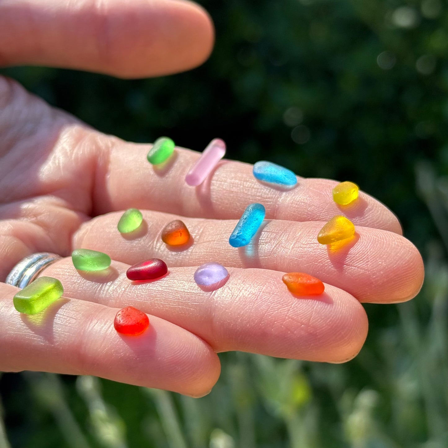Shore-bound Tiny Sea Glass Rings