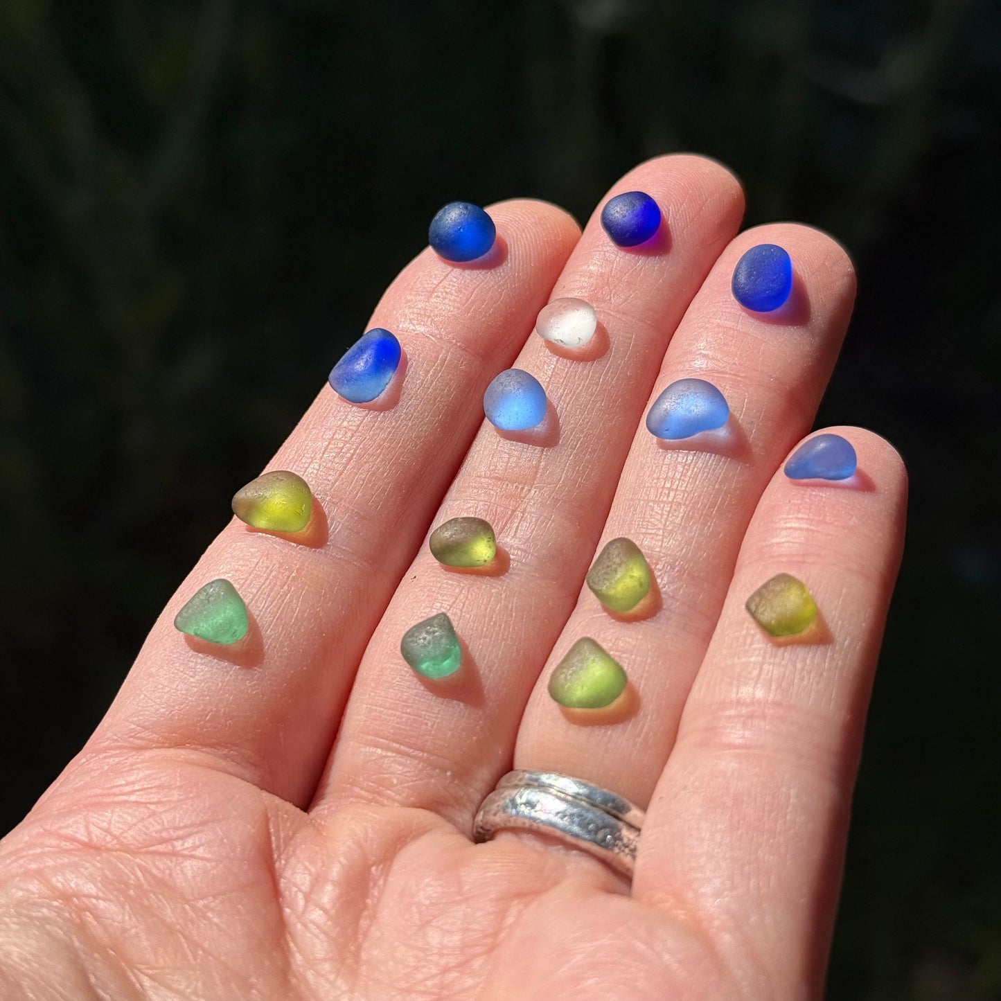 Shore-bound Tiny Sea Glass Rings