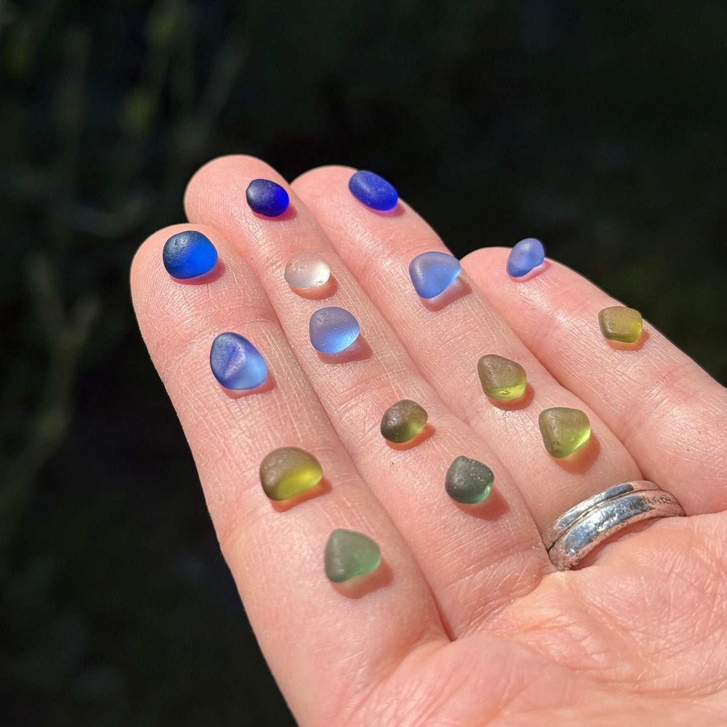 Shore-bound Tiny Sea Glass Rings