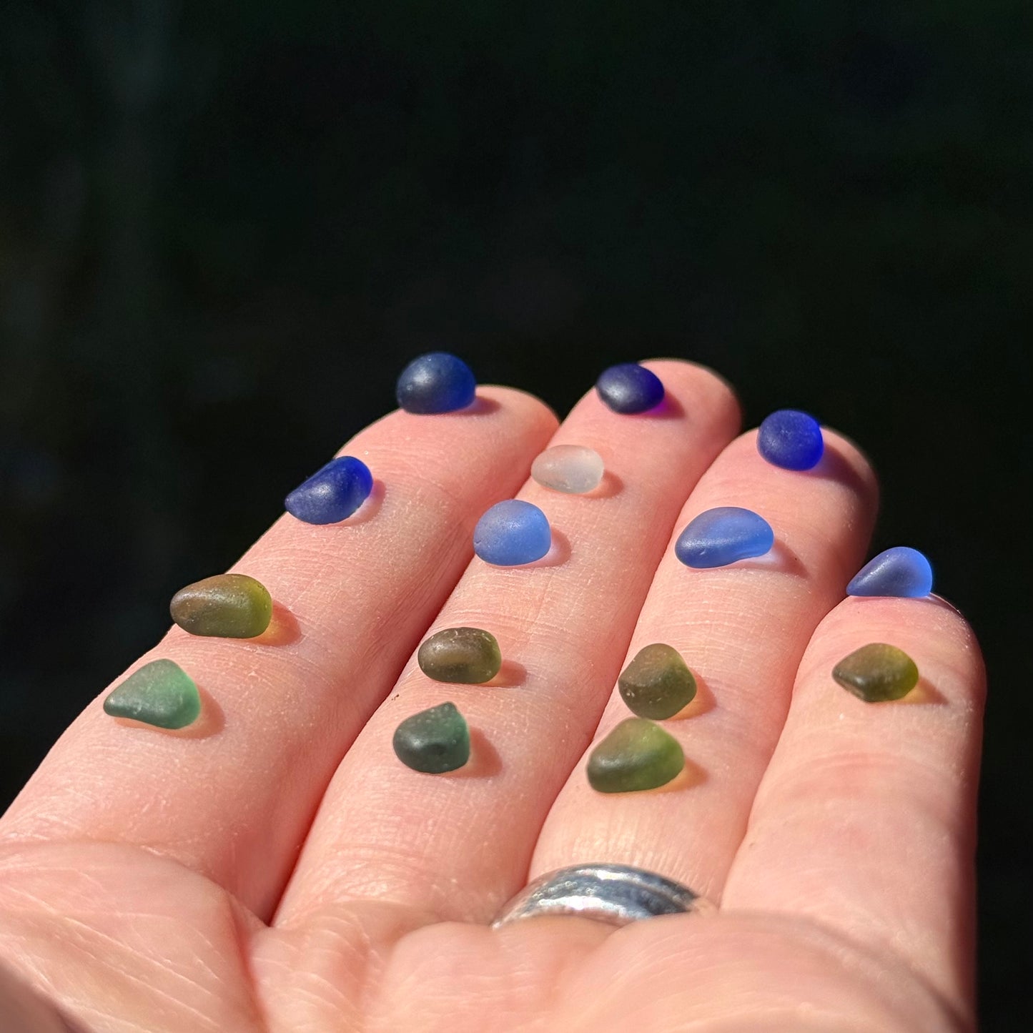 Shore-bound Tiny Sea Glass Rings