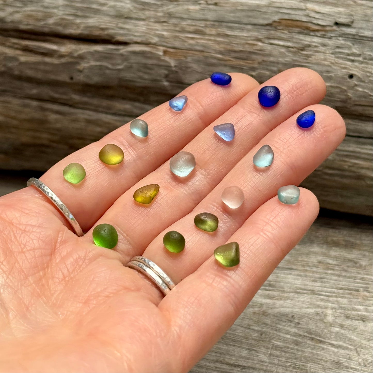 Shore-bound Tiny Sea Glass Rings