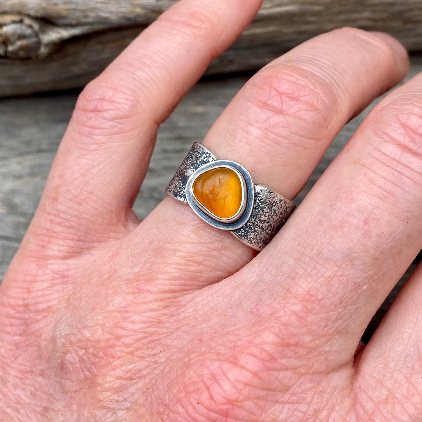 Oregon Coast Ocean Tumbled Agate Ring (size 6)