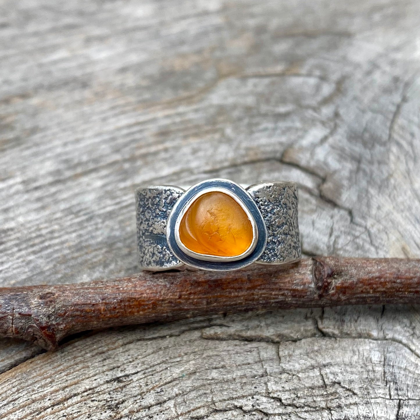 Oregon Coast Ocean Tumbled Agate Ring (size 6)