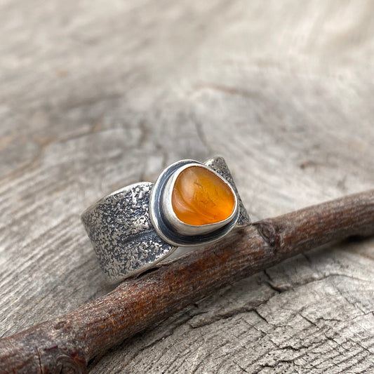 Oregon Coast Ocean Tumbled Agate Ring (size 6)