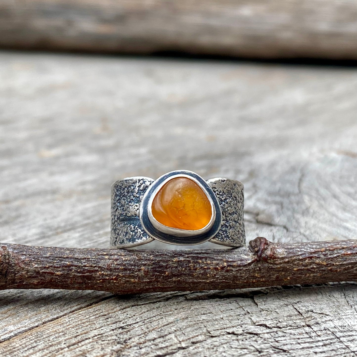 Oregon Coast Ocean Tumbled Agate Ring (size 6)