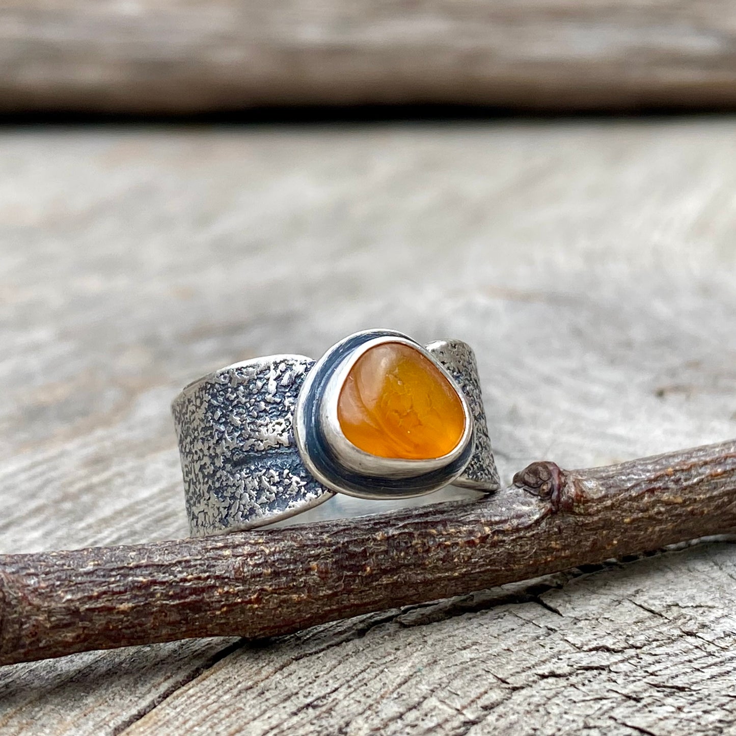 Oregon Coast Ocean Tumbled Agate Ring (size 6)