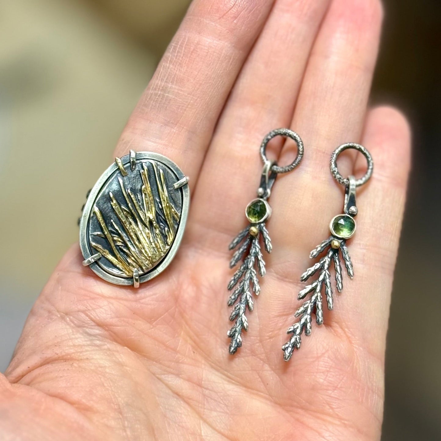 Oregon Shore Pine Gold and Silver Rings