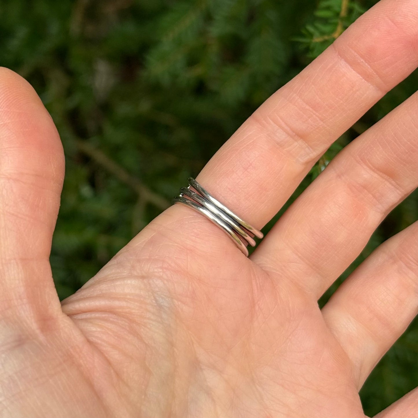 Dark Teal Green Sea Glass and 18k Gold Forest Light Ring