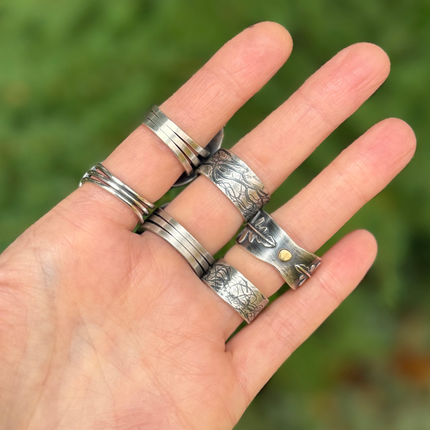 Oregon Shore Pine Gold and Silver Rings