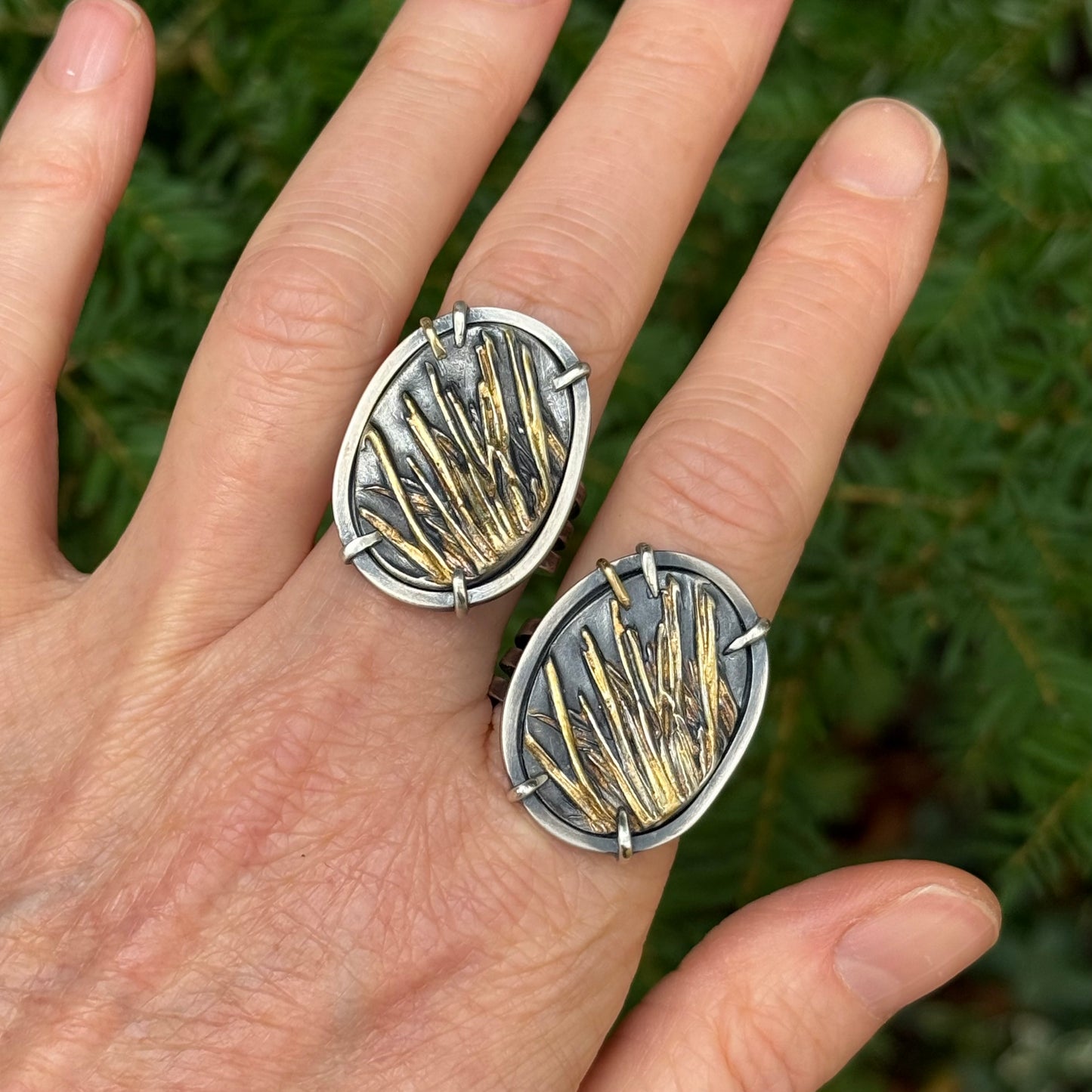Oregon Shore Pine Gold and Silver Rings