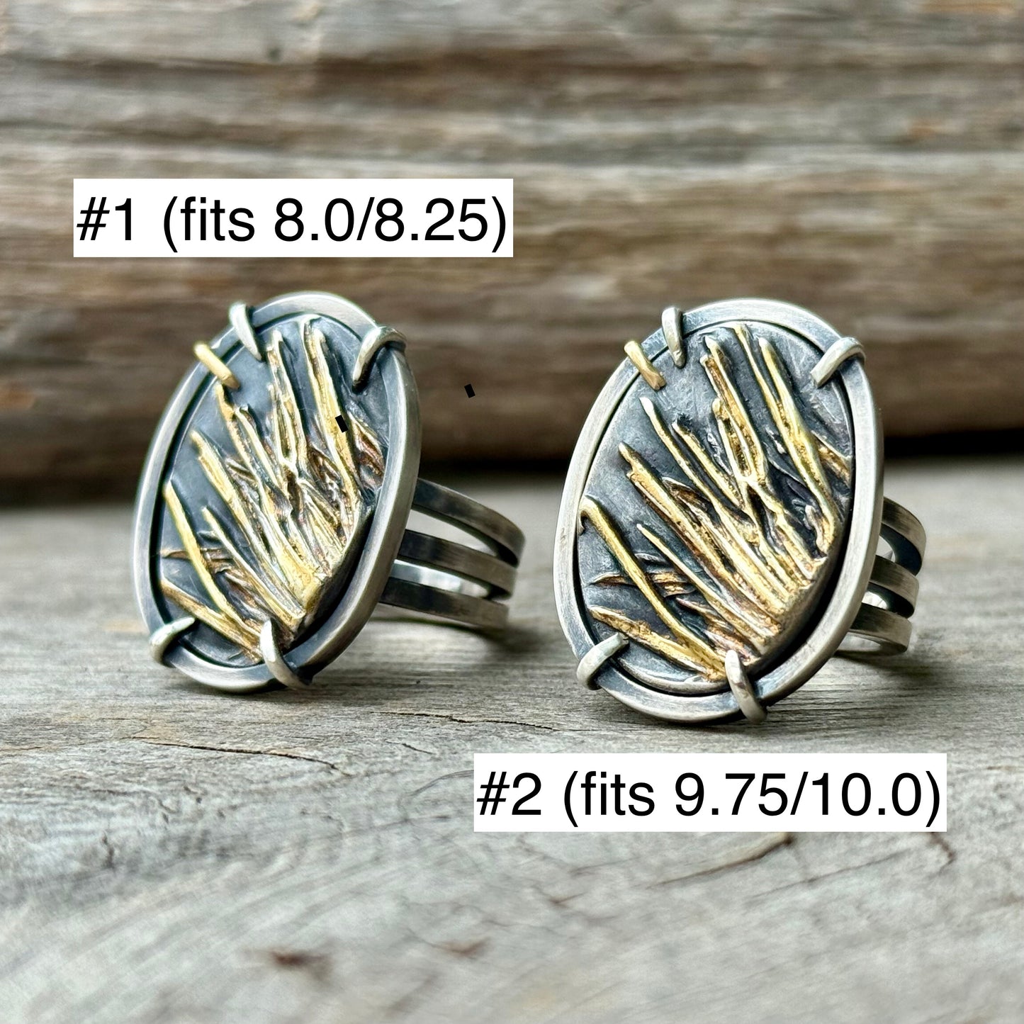Oregon Shore Pine Gold and Silver Rings