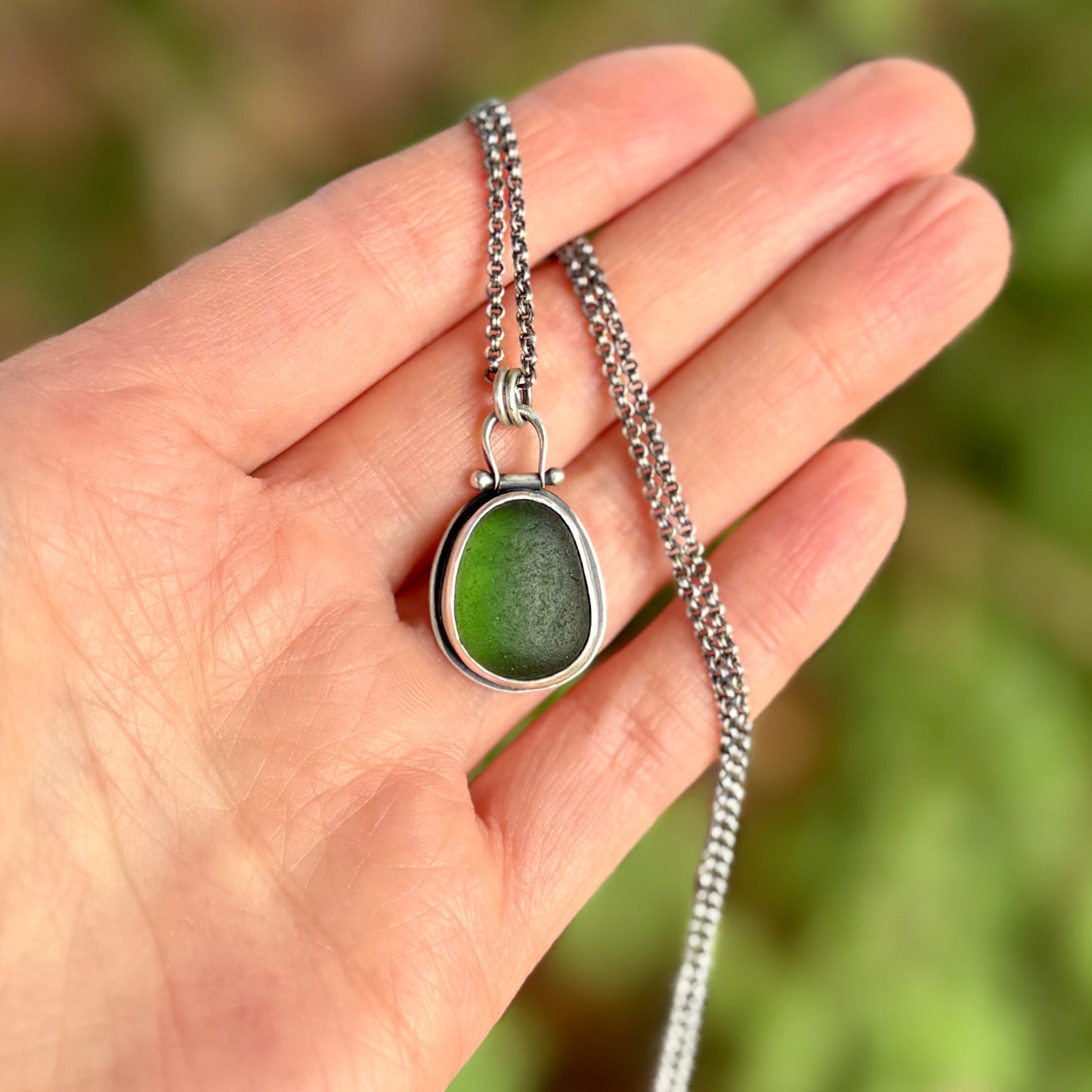 Oregon Licorice Fern Sea Glass Pendant