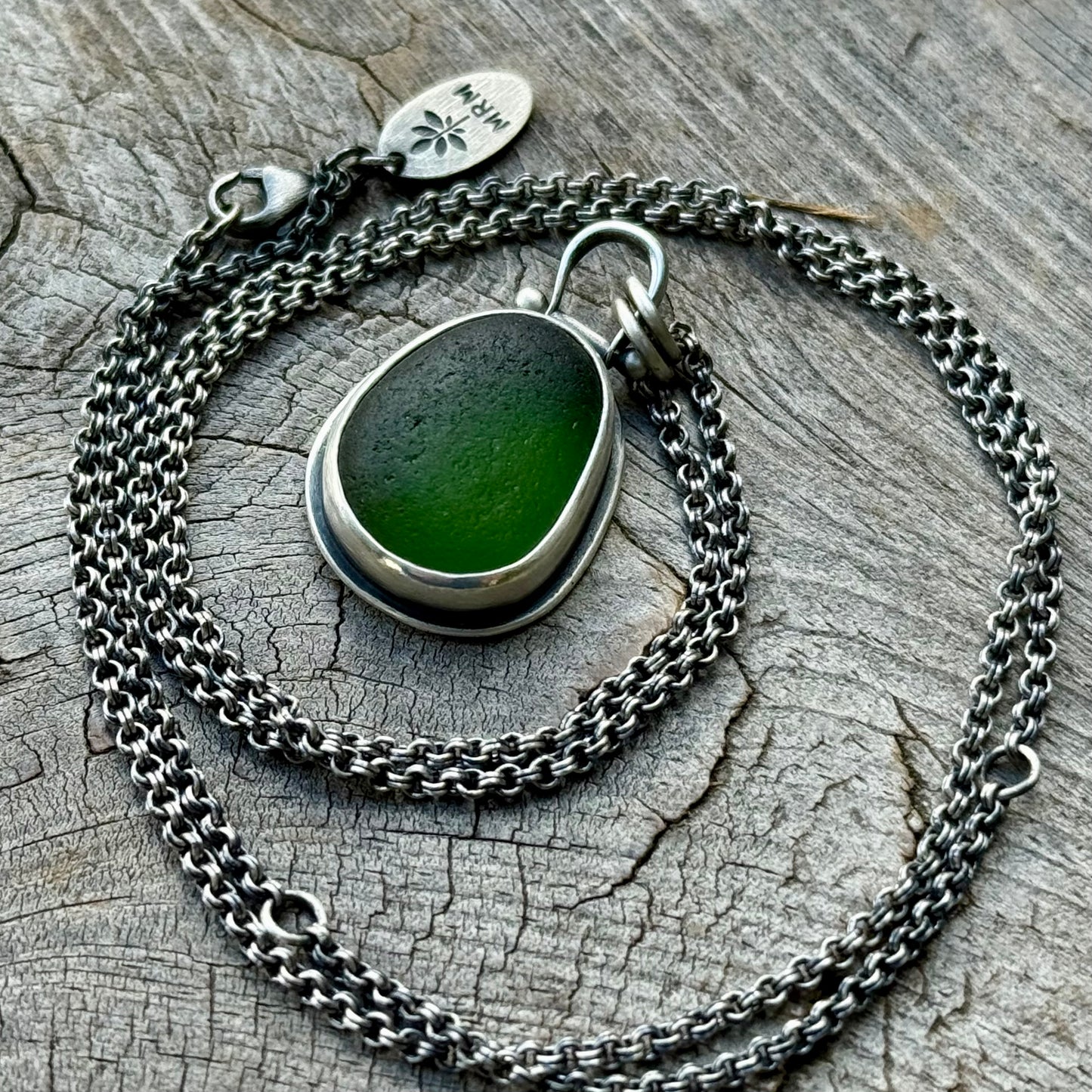 Oregon Licorice Fern Sea Glass Pendant