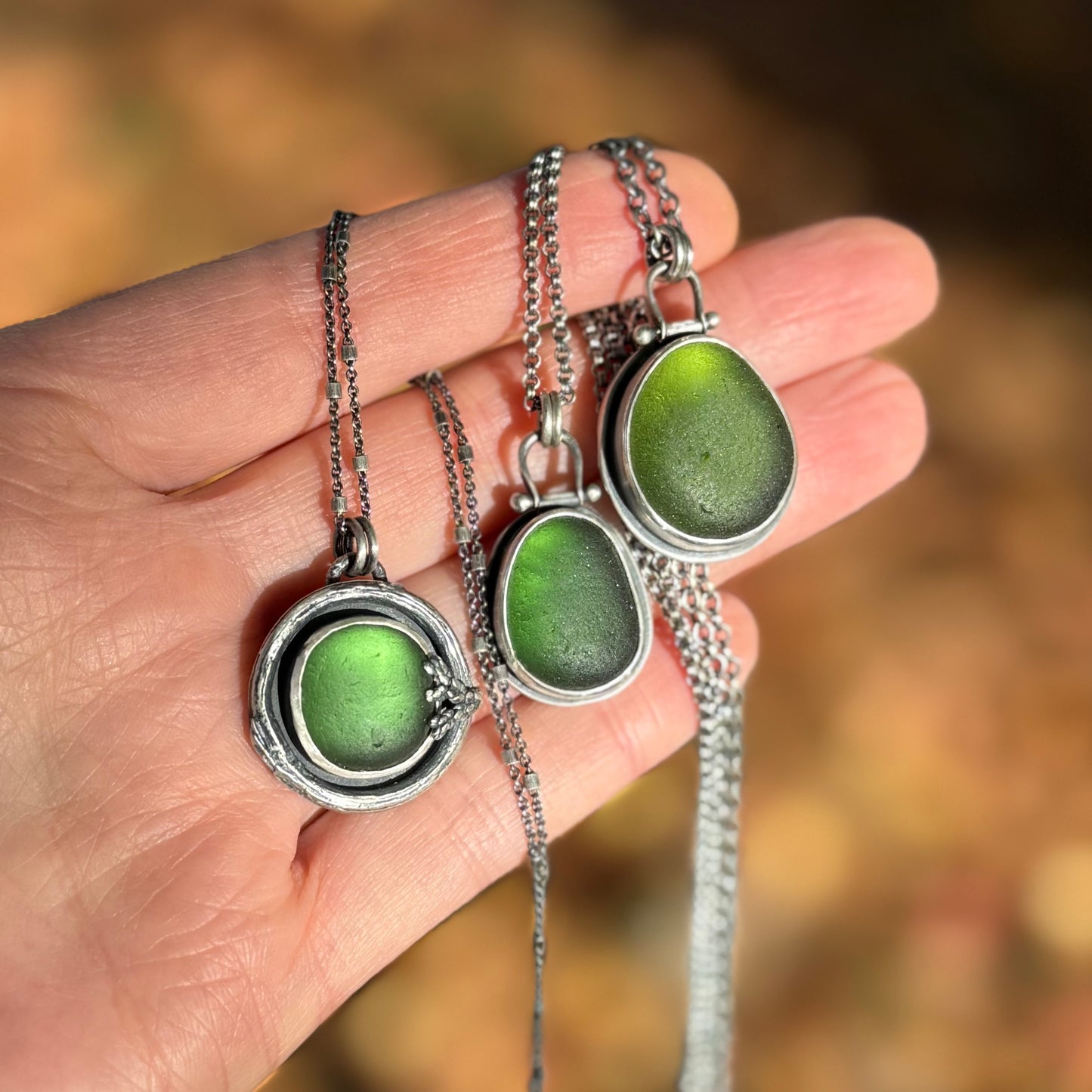 Oregon Shore Pine Sea Glass Pendant