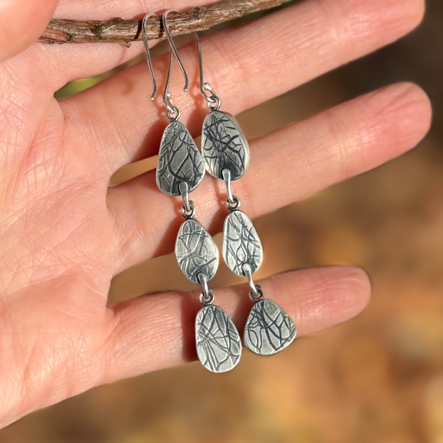 Oregon Coast Lichen and Sea Glass Dangles