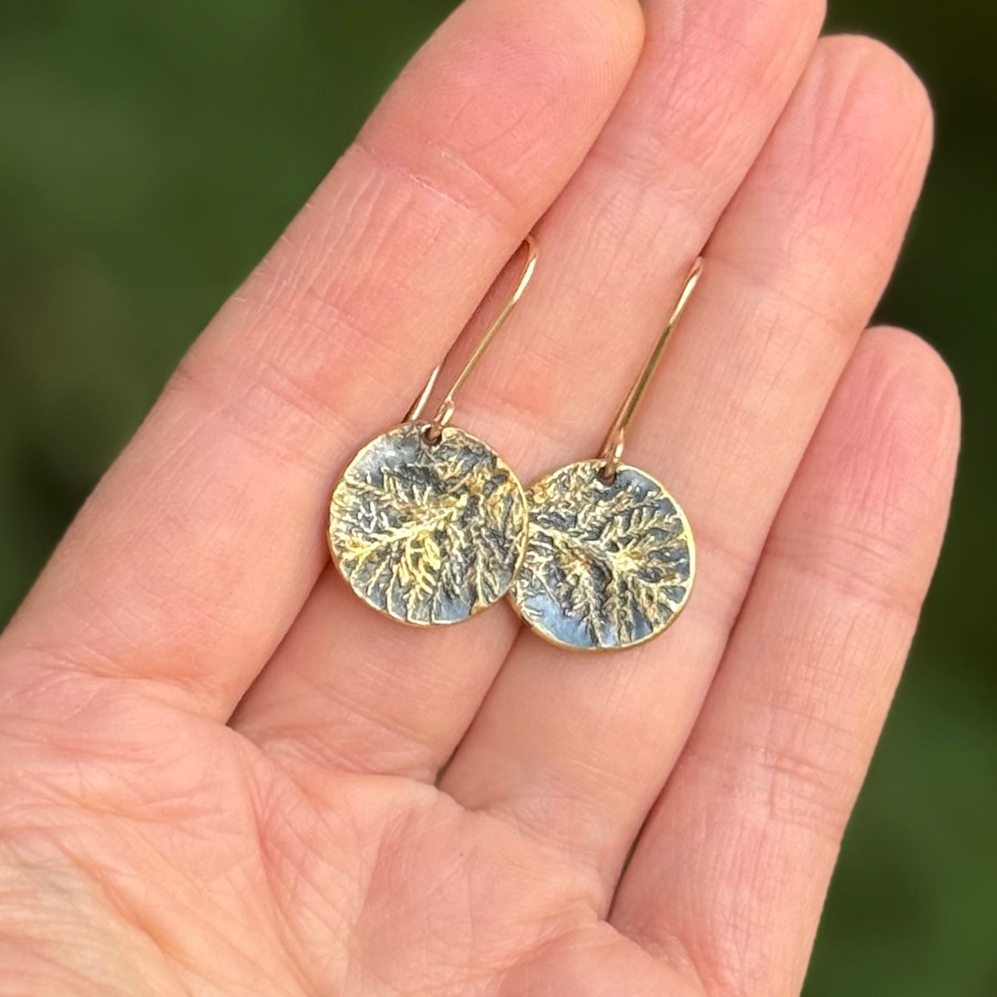 Glittering Wood Moss Dangles with 24k