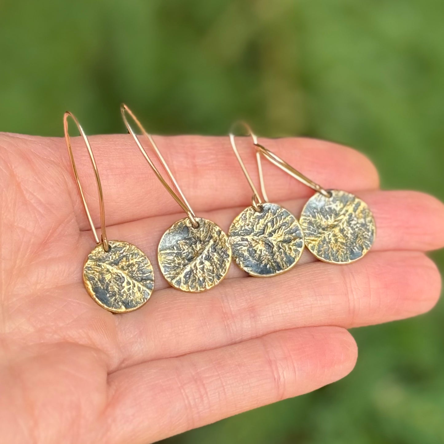 Glittering Wood Moss Dangles with 24k